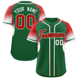 Custom Kelly Green Red Stripe Fashion Sleeves Gradient Authentic Baseball Jersey
