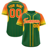 Custom Kelly Green Orange Stripe Fashion Sleeves Gradient Authentic Baseball Jersey