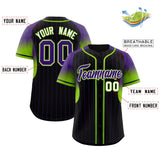 Custom Black Purple Stripe Fashion Sleeves Gradient Authentic Baseball Jersey