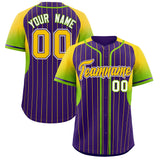 Custom Purple Gold Stripe Fashion Sleeves Gradient Authentic Baseball Jersey