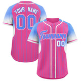 Custom Pink Powder Blue Stripe Fashion Sleeves Gradient Authentic Baseball Jersey