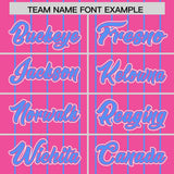 Custom Pink Powder Blue Stripe Fashion Sleeves Gradient Authentic Baseball Jersey