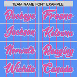 Custom Powder Blue Pink Stripe Fashion Sleeves Gradient Authentic Baseball Jersey