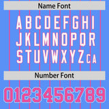 Custom Powder Blue Pink Stripe Fashion Sleeves Gradient Authentic Baseball Jersey