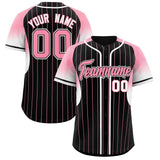Custom Black Light Pink Stripe Fashion Sleeves Gradient Authentic Baseball Jersey