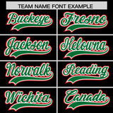 Custom Black Kelly Green and Red Raglan Sleeves Authentic Baseball Jersey