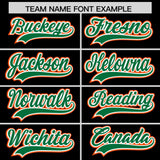 Custom Black Kelly Green and Orange Raglan Sleeves Authentic Baseball Jersey