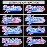 Custom Black Pink and Powder Blue Raglan Sleeves Authentic Baseball Jersey