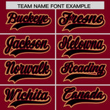 Custom Crimson Black and Khaki Raglan Sleeves Authentic Baseball Jersey
