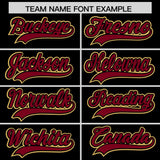 Custom Black Crimson and Khaki Raglan Sleeves Authentic Baseball Jersey