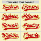 Custom Cream Red and Old Gold Raglan Sleeves Authentic Baseball Jersey