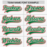 Custom White Kelly Green and Red Raglan Sleeves Authentic Baseball Jersey