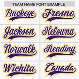 Custom White Purple and Gold Raglan Sleeves Authentic Baseball Jersey