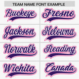 Custom White Pink and Purple Raglan Sleeves Authentic Baseball Jersey