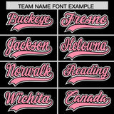 Custom Black Light Pink and White Raglan Sleeves Authentic Baseball Jersey