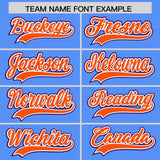 Custom Powder Blue Orange and Purple Raglan Sleeves Authentic Baseball Jersey