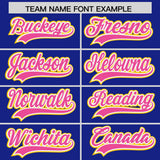 Custom Royal Gold and Pink Raglan Sleeves Authentic Baseball Jersey