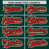 Custom Midnight Green Red and Cream Raglan Sleeves Authentic Baseball Jersey