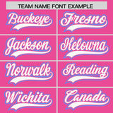 Custom Pink Powder Blue and White Raglan Sleeves Authentic Baseball Jersey