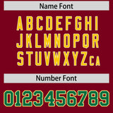 Custom Crimson Gold and Kelly Green Raglan Sleeves Authentic Baseball Jersey