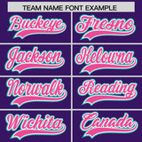 Custom Purple Aqua and Pink Raglan Sleeves Authentic Baseball Jersey