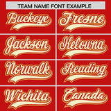 Custom Red Old Gold and Cream Raglan Sleeves Authentic Baseball Jersey