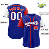 Custom Royal Red and White Raglan Sleeves Authentic Baseball Jersey
