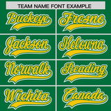 Custom Kelly Green White and Gold Raglan Sleeves Authentic Baseball Jersey