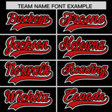 Custom Black Red and White Raglan Sleeves Authentic Baseball Jersey