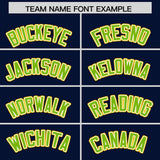 Custom Navy Neon Green and Gold Raglan Sleeves Authentic Baseball Jersey