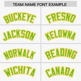 Custom White Neon Green and Gold Raglan Sleeves Authentic Baseball Jersey