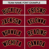 Custom Crimson Black and Khaki Raglan Sleeves Authentic Baseball Jersey