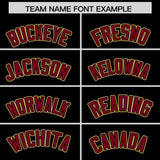 Custom Black Crimson and Khaki Raglan Sleeves Authentic Baseball Jersey