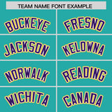 Custom Aqua Purple and Gold Raglan Sleeves Authentic Baseball Jersey