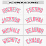 Custom White Silver and Light Pink Raglan Sleeves Authentic Baseball Jersey