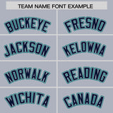 Custom Silver Navy and Aqua Raglan Sleeves Authentic Baseball Jersey