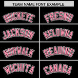 Custom Black Light Pink and White Raglan Sleeves Authentic Baseball Jersey