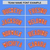 Custom Powder Blue Orange and Purple Raglan Sleeves Authentic Baseball Jersey