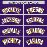 Custom Purple White and Gold Raglan Sleeves Authentic Baseball Jersey