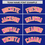 Custom Royal Gold and Pink Raglan Sleeves Authentic Baseball Jersey