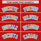 Custom Red Gold and Powder Blue Raglan Sleeves Authentic Baseball Jersey