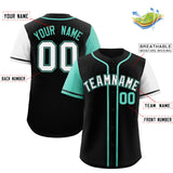 Custom Black Bright Green and White Raglan Sleeves Authentic Baseball Jersey