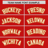 Custom Red Old Gold and Cream Raglan Sleeves Authentic Baseball Jersey
