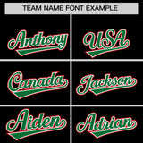 Custom Black Kelly Green and Red Raglan Sleeves Authentic Baseball Jersey