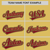 Custom Khaki Crimson and Black Raglan Sleeves Authentic Baseball Jersey