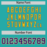 Custom Aqua Purple and Gold Raglan Sleeves Authentic Baseball Jersey