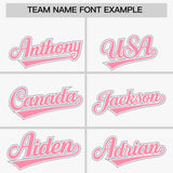 Custom White Silver and Light Pink Raglan Sleeves Authentic Baseball Jersey