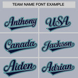 Custom Silver Navy and Aqua Raglan Sleeves Authentic Baseball Jersey