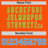 Custom Orange Powder Blue and Neon Green Raglan Sleeves Authentic Baseball Jersey