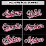 Custom Black Light Pink and White Raglan Sleeves Authentic Baseball Jersey
